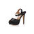 Jimmy Choo Black Suede Snake Skin Leather Peep Toe Platform Pump Sandal