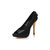 Black lizard suede leather peep toe pump