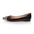 Black leather rivet metal toe flat