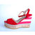 Red Suede Leather Platform Pump Sandal